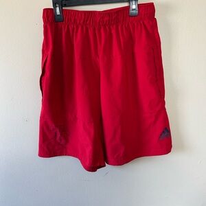 Adidas Red Athletic Shorts with Elastic Waistband